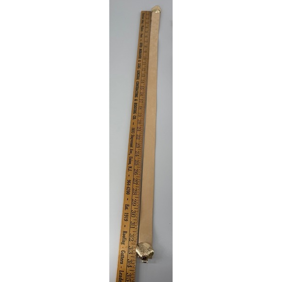 J McLaughlin Leather Belt Gold Seashell Buckle Tan Waist Belt Preppy L/XL main image 5